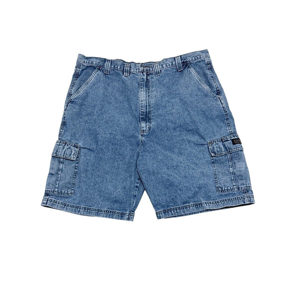 Wrangler Hero Mens 44 Blue Wash Denim Cargo‎ Shorts ~ Fresh & Clean